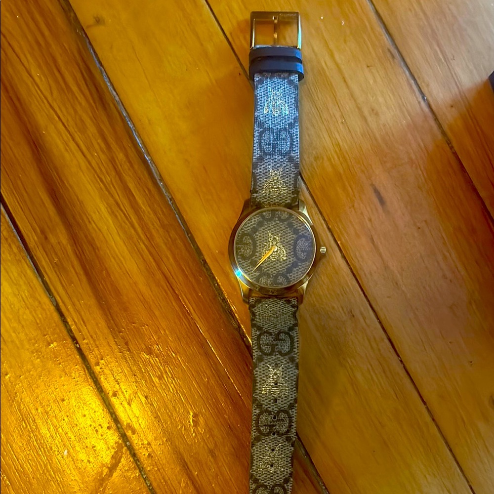 Gucci Gold and Black Patterned Watch